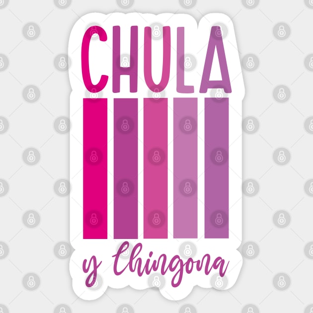 Chula y chingona feminist purple retro chicana pride mexican slang Sticker by T-Mex